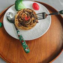 Set de 6/3 buc. cuțite și furculițe din oțel inoxidabil cu mâner ceramic de Crăciun cu desene animate creative, veselă Moș Crăciun și om de zăpadă, tacâmuri drăguțe, ustensile portabile, cadou de Crăciun, cadou de sărbători, esențial pentru masă