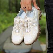 New Men's Casual Sports Shoes, Breathable Hiking Shoes, Non-Slip Durable Outdoor Shoes, Solid Color Sports Lace-Up Mesh Patchwork