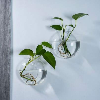 2/4/6 Pack Wall Hanging Glass Terrarium - Self-Watering Hydroponic Planter For Home Office Decor, Handmade Round Crystal Vase Home Decor Room Decor Flower Vase Glass Vase