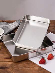 1pc/2pcs Stainless Steel Rectangular Baking Pans, Square Shape, Non-Stick, Durable, For Tiramisu, Lasagna, And Desserts,Kitchen Accessories, Meal Preparation, Restaurant Tools,New Year Decorations,Halloween Gifts, Home Decorations, Christmas Gift Boxes - Multicolor - View 12
