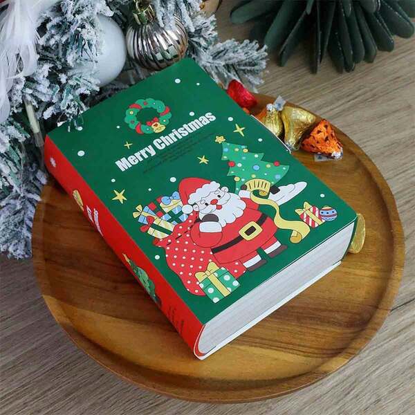 5/10 piezas Caja de embalaje de libro de cuentos navideños, Caja de regalo creativa de chocolate, galletas, dulces, Caja de regalo pequeña sorpresa, Decoración del hogar, Decoraciones navideñas, Decoración de habitación de invierno