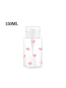 زجاجة سفر قابلة لإعادة التعبئة بنمط قلب وردي شفاف من البولي إيثيلين تيريفثالات (بي إي تي)، موزع مزيل المكياج، زجاجة موزعة بسعة 100 مل/200 مل مع مضخة محمولة للاستخدام في إزالة طلاء الأظافر والمنعش والمكياج، تصميم قبة، غسل باليد فقط، قابلة لإعادة الاستخدام، زجاجة مزيل المكياج (القياس اليدوي، خطأ 2 سم طبيعي، الملليلتر دقيق)، مستلزمات السفر، عطلة، زجاجات السفر
