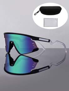 一副Y2K风格塑料装饰时尚眼镜，大镜框设计，适合夏季旅行和度假。也适合日常佩戴、摄影、购物、骑行、滑雪等场合。户外防尘装饰眼镜。配有高品质眼镜盒和清洁布，方便收纳。 - 眼鏡盒套裝(方便收納) - 查看 13