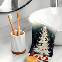 1 set/1 pieza/2 piezas Paños de cocina y paños de platos con estampado de árbol de Navidad, adecuados para decoración de interiores en restaurantes, cocinas y baños, decoración de fiestas, regalos navideños y también pueden ser entregados como regalos de Navidad