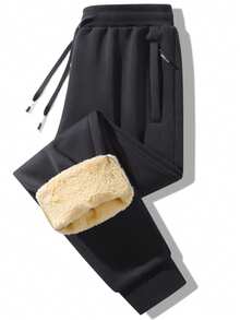 Cozy Winter Joggers 2025 - Plush Fleece-Lined Sweatpants, Soft Elastic Cuff Lounge Pants, Relaxed Fit Workout Trousers - 黑色 - 查看 2