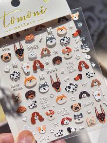 1 pezzo Adesivi per unghie con simpatici cartoni animati di cuccioli - icone colorate di cani, perfetti per manicure fai-da-te alla moda e divertenti