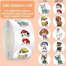 Paw Patrol 500 Peças/Rolo Adesivos Infantis Desenho Animado Patrulha Canina, Suprimentos de Papelaria Fofos para Crianças, Suprimentos Escolares de Professor, Adesivos de Recompensa, Brinquedos Presentes