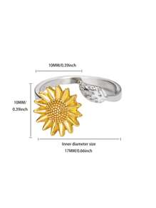 1PC Spinner Sunflower Rings For Women Stainless Steel Anti Anxiety Fidget Ring Wedding Jewelry Daily Wear Decoration