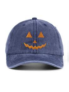 1 Pc, Unisex,Jack-O-Lantern Pumpkin Embroidered Baseball Hat, Spooky Season Embroidered Cap, Halloween Costumes Hat, Vintage Dad Cap, Halloween Gift - Multicolor - View 4