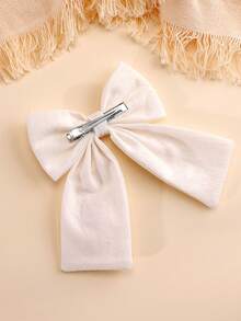 1个芭蕾舞女孩刺绣蝴蝶结发夹，优雅纯色发夹，适合日常和派对佩戴，女孩简约大蝴蝶结发饰 - 彩色 - 查看 9