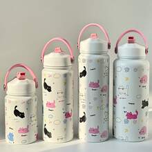 1 pieza Botella de agua aislada con diseño de gato lindo - Perfecta para el gimnasio, la oficina, fiestas, campamentos y viajes - Regalo ideal para familiares y amigos - Multicolor - Ver 5