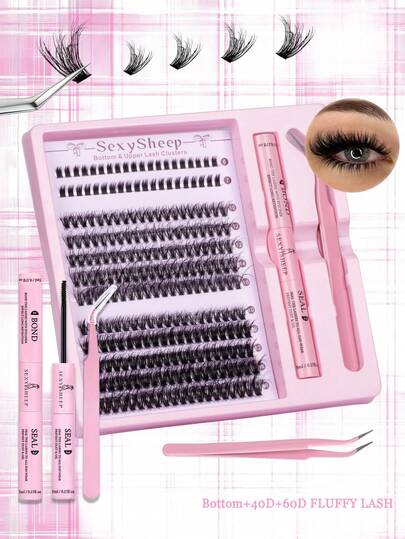 SEXYSHEEP 240pcs/Set, D Curl, Individual Lash Clusters, Length 6-16mm, Including Lower Lashes, 40D/60D, 3 Mixed Styles, Natural Look, Thickening Reusable Individual Lash Extension Kit, Reusable Segmented False Lashes, Suitable For Daily Wear Or Outdoor Use
