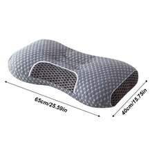 2-Pack Grey/White Ergonomic Pillows For Neck Pain Relief, Breathable Cotton Pillows For Side Sleepers - Multicolor - View 4