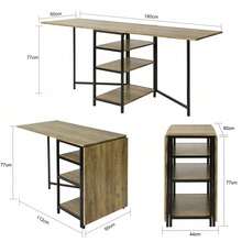 SoBuy FWT62-N, Modern Industrial Design Folding Dining Table With 3 Shelves, Kitchen Dining Room Table, Folding Table - Brown - View 5