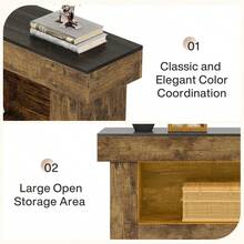 LITTLE TREE Entertainment Center For 60/65/70 Inches TVs, Farmhouse 63" TV Stand, Media Console With Open Storage Space For Living Room Bedroom, Rustic Brown & Black - 質樸棕色 - 查看 6