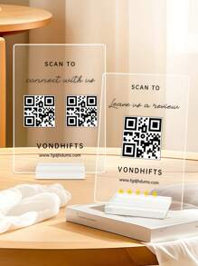 1pc Customized QR Code Logo, Personalized Business Review Logo, Customized Business Display Logo, Personalized QR Code Social Media Logo, Customized Menu Display Logo, Personalized Social Media Plaque, Customized Wifi Name And Password Display Board, Personalized Payment Business Sign, Business Logo, Salon Logo, Menu, Price List, Business Logo, QR Code Logo, Stylish, Simple, Unique Personalized Custom Gifts - Multicolor - View 3