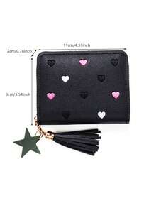 1/2/3pcs Women Small Wallet Ladies Mini Tassel Wallet Cute Girl Short Zipper Lovely Pu Leather Coin Purse Female Hand Wallet Purse For Women Wallet Mini Wa