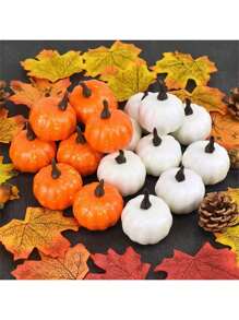 12pcs/24pcs/Realistic Pumpkin Decor Accents - 50pcs Artificial Maple Leaves, Suitable For Halloween, Thanksgiving And Autumn Celebrations - Multipurpose Home And Party Decorations, Halloween Decor, Home Decor, Office Desk Ornaments