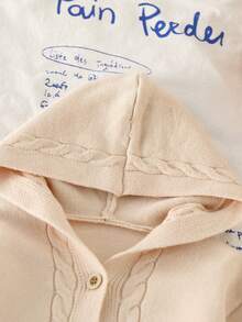 1 szt. Sweter dziecięcy, koreański modny kardigan z kapturem dla chłopców, dekoracja z motywem niedźwiedzia z kreskówki, skręcona lina, splot kablowy, szary