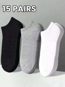 10/15/30 pares de calcetines de tobillo de unicolor unisex, calcetines casuales lisos negros/blancos/grises para hombres y mujeres, calcetines cortos de bajo corte para primavera, verano, otoño, invierno, suaves, cómodos, ligeros, versátiles, transpirables, que absorben la humedad, adecuados para uso diario, ocio, al aire libre, deportes, oficina