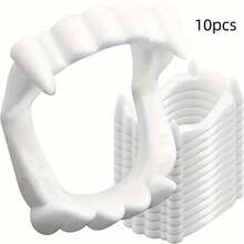 10pcs Set Halloween Party Costume: White Zombie And Vampire Teeth - Perfect Accessories And Decorations For Cost,Zombie Fangs, Dentures, Vampire Teeth, Party Favors And Gifts