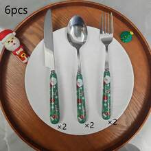 Set de 6/3 buc. cuțite și furculițe din oțel inoxidabil cu mâner ceramic de Crăciun cu desene animate creative, veselă Moș Crăciun și om de zăpadă, tacâmuri drăguțe, ustensile portabile, cadou de Crăciun, cadou de sărbători, esențial pentru masă