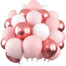 50/35pcs 10-Inch Vintage Pink Latex Balloons Set, For Boho Birthday Wedding Decoration, Bridal Shower, Valentine's Day - Elegant Party Decor - Multicolor - View 1