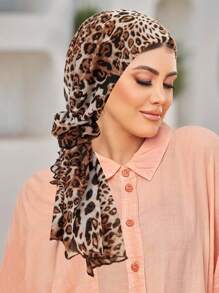 وشاح رأس مطبوع من الشيفون مع ربطة شعر، طرحة مسلمة مطاطية للسرطان وفقدان الشعر، غطاء رأس، عصابة رأس متعددة الوظائف، تصميم ملفوف من الحرير الحليبي للخروج اليومي والعناية بالجسم