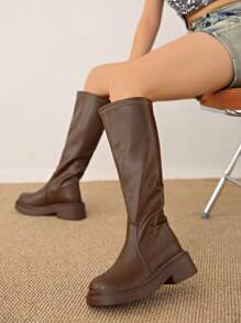 2025春秋新款女高筒马靴过膝内增高修身中筒靴