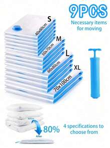 10/9/5pcs Set Portable Travel Storage Bags, Large Capacity Compression Bags, Reusable Vacuum Bags, Foldable Organizer Cubes, Printed Luggage Bags, Dust-Proof Packing Cubes, Moisture-Proof Miscellaneous Bags, Suitable For Clothing, Bedding, Shirts, Bedroom, Closet, Bathroom, Outdoor Gear, Home Organization, Back To School, Travel & Holiday Essentials