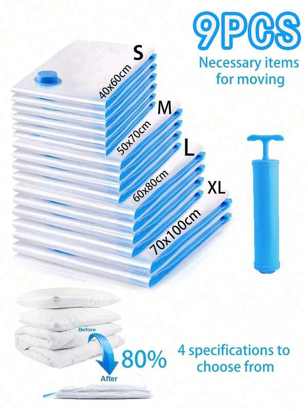 10/9/5pcs Set Portable Travel Storage Bags, Large Capacity Compression Bags, Reusable Vacuum Bags, Foldable Organizer Cubes, Printed Luggage Bags, Dust-Proof Packing Cubes, Moisture-Proof Miscellaneous Bags, Suitable For Clothing, Bedding, Shirts, Bedroom, Closet, Bathroom, Outdoor Gear, Home Organization, Back To School, Travel & Holiday Essentials