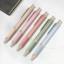 Gel Pens, 5 Pcs Metal Gel Ink Pens, 0.7mm Black Ink Pens For Journaling, Cute Pens For School Office Home, Fancy Pen Set Gifts For Women Men, Red - 紅色 - 查看 8