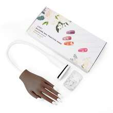 Mano de práctica de uñas acrílicas - Mano de práctica de uñas de silicona, versión mejorada con placas de uñas que nunca se caen, uñas postizas para técnicos de uñas, utilizada para la práctica de uñas, modelo de práctica flexible, viene con 50 placas de uñas. Los dedos ya no se rompen fácilmente - Los dedos tienen un esqueleto de aluminio de 3,2 mm en el interior, conectado a través de todo el dedo, lo que permite que los dedos se doblen en varios ángulos. - Marrón Chocolate - Ver 8