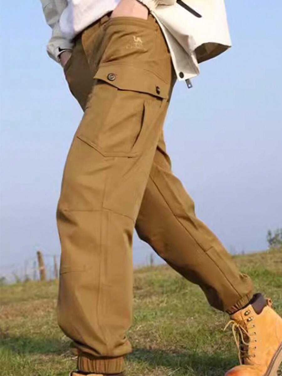 CAMEL CROWN Men's Thermal Lined Warm Sweatpants, Elastic Cuffs, Water-Resistant Casual Pants, Autumn/Winter - Reef Brown - View 1