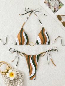 Conjunto de bikini triángulo con atar al cuello, sexy y de moda para el verano y la playa