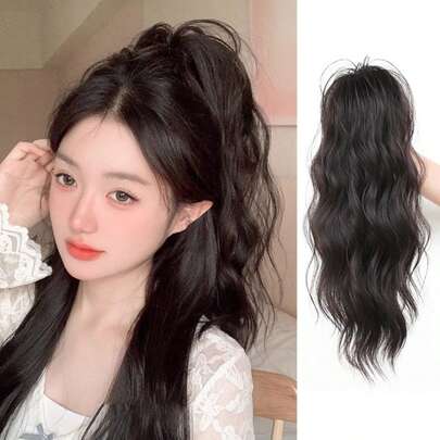 Welliger Pferdeschwanz mit französischer Dauerwelle, wasserfallartig geformter lockiger Pferdeschwanz