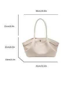 حقيبة كتف جلد اصطناعي كبيرة السعة بشكل كمأة ذات لون أحادي بسيطة عصرية للتنقل