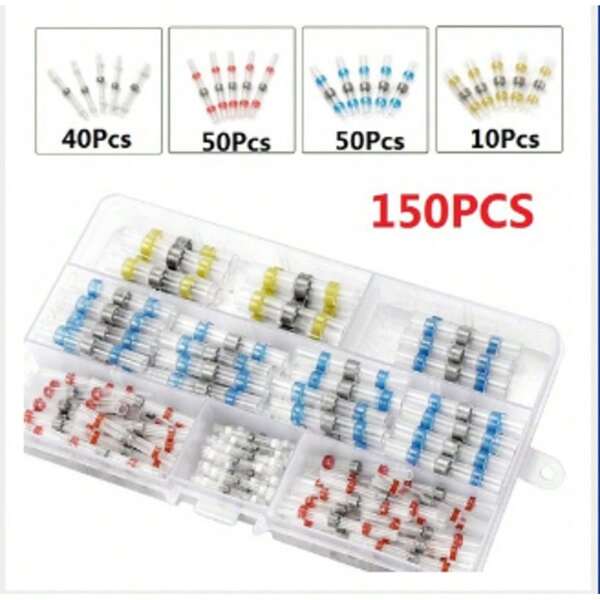 150PCS Mixed Heat Shrink Connect Terminals Waterproof Solder Sleeve Tube Electrical Wire Insulated Splice Connectors Kit