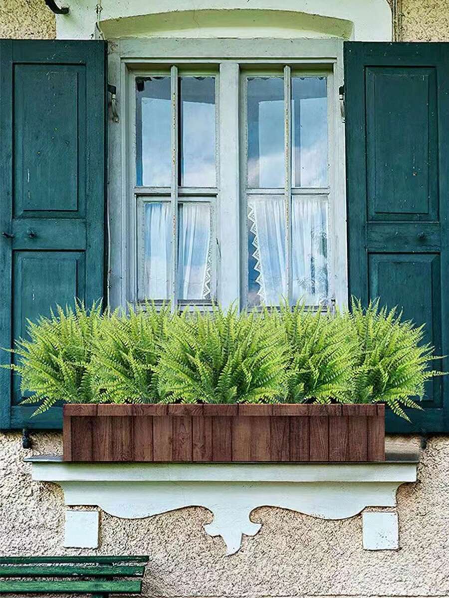 4/10pcs Artificial Fern Leaves + Ivy Christmas Decor Fake Green Plants Wall Wreath Party Backdrop Bedroom Decoration Garden Landscaping, Maintenance-Free