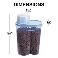 2 Pack 2lb/2.5L Pet Food Storage Container With Measuring Cup, Can Covers And Bowl For Small Dog, Cat, Waterproof - 藍色 - 查看 5