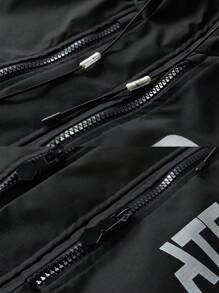 男士长袖连帽户外休闲外套，秋冬季 - 黑色 - 查看 4