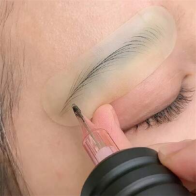 10 件硅胶眉毛练习贴 - 半永久化妆模拟皮肤，自然眉毛训练贴，初学者眉毛设计转换模板