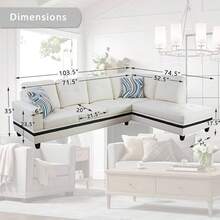 L-Shaped Sofa PU Leather Sectional Sofa Upholstered 2-Piece Sofa Set For Living Room With Recliner, Suitable For Various Homes/Offices And Small Apartments/Couch/Futon/Bean Bag/Furniture/Muebles Para Sala(Right) - White And Black(Right) - 查看 7