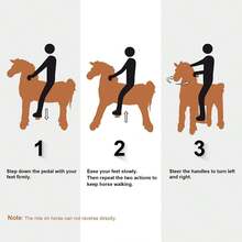 Ride On Horse,Horse Ride On Toy, M Size Riding Horse Mechanical Walking Action Plush Animal For 4 Years To 9, Max Load 165 LBS ,L Size Riding Horse Mechanical Walking Action Plush Animal For 7 Years Old To Adult, Max Load 187 LBS,No Battery Or Electricity - 黑色 - 查看 4