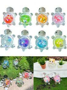 30个发光迷你树脂海龟，彩色亮片树脂海龟雕像，发光闪光海龟吊坠，夜光迷你树脂动物海龟摆件，夜光海龟吊坠，镶嵌闪亮亮片设计，适合DIY珠宝制作 - 彩色 - 查看 9