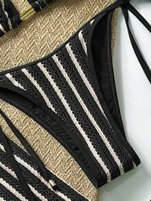 3pcs Women Crochet Bikini Set, Pants Beach Cover Up, European Style Swimwear, Suitable For Women Summer Vacation, Easter, Festivals, Outings, Date Nights, All Women Clothing, Autumn