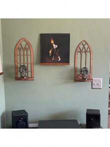 Gothic Window Shelf- Unique Cathedral Wood Shelves For Plants, Candles, And Treasures- Ideal Home Decor Gift - Coffee Brown - View 6