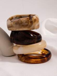 1pc Retro Minimalist Chic Geometric Resin Wide Bangle Bracelet, Suitable For Daily Wear