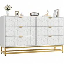 ShiningLove Drawer Dresser With Gold Metal Legs, Grey Stylish Storage Chest For Bedroom, Closet Or Living Room - 白色六腳梳妝台(較大) - 查看 7