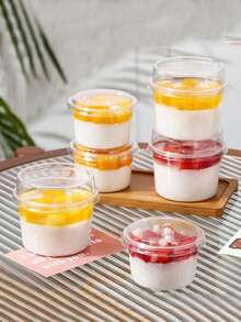 10/20pcs Reusable Cake Cups With Lids, Resistant To Breakage, For Yogurt, Coconut Milk, Pudding, Oatmeal, Cream Cakes, Transparent Dessert Cups Suitable For Cakes, Mousse, Cupcakes, Ice Cream